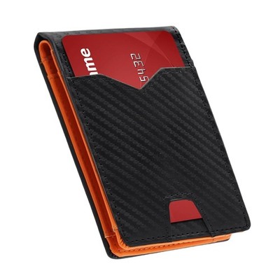 XZVXZV Men's Wallet slim wallet Carbon 0.5 x 3.5 x 4.2 inches, Carbon/Orange