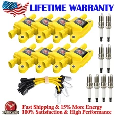 8* Ignition Coil & Spark Plug & Wires For Chevy Silverado 1500 GMC 5.3 6.0L 6.2L