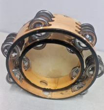 U E WOOD TAMBURINE 8 INCH TRIPPLE GINGER AND 6 INCH SINGLE ROW TAMBURINE