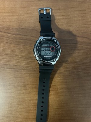 Casio Wave Ceptor 200M Atomic Digital Men s Watch Alarm Chrono Black Resin