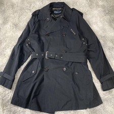 Ralph Lauren trench Long Coat Jacket Men Navy 90s Vintage Good condition