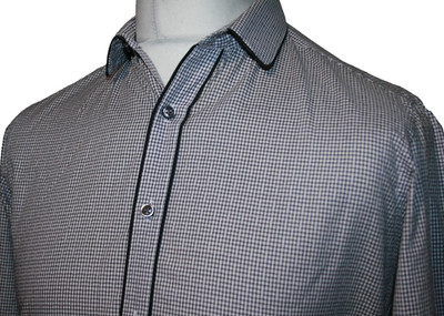Simon Carter West End Herren Micro Gingham Karohemd -15'' - schwarz/weiß - Slim Top
