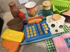 Vintage 1980s Fisher Price Toy Lot Play Food Kitchen Baby Doll Accessories Mixed