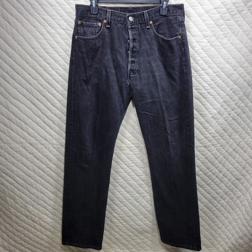 Vintage Levis Jeans Herren 34x32 (passt 32x32) schwarz 501 gerade Made in USA