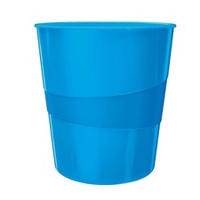 Image of Leitz 15 Litre Waste Bin, Plastic, Wow Range, Metallic Blue