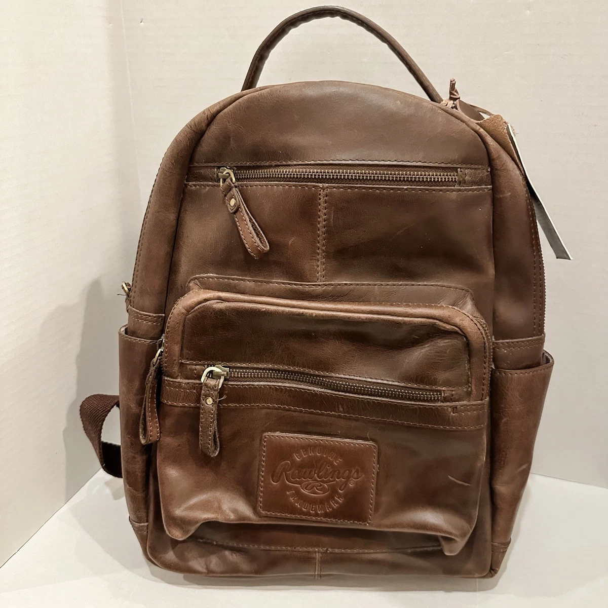 RARE Rawlings Red Label Genuine Leather Backpack Brown Red Stitch NEW Amazon.com | Rawlings | Leather Backpack Collection  main image 3