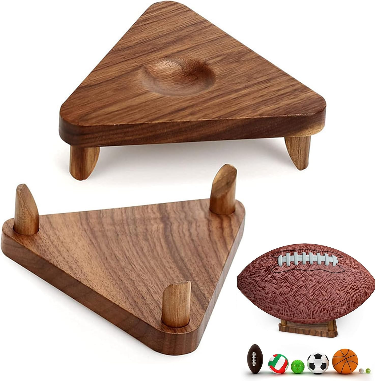 Espositore Pallone da Collezione - Set 2 Supporti Parete Legno/Metallo