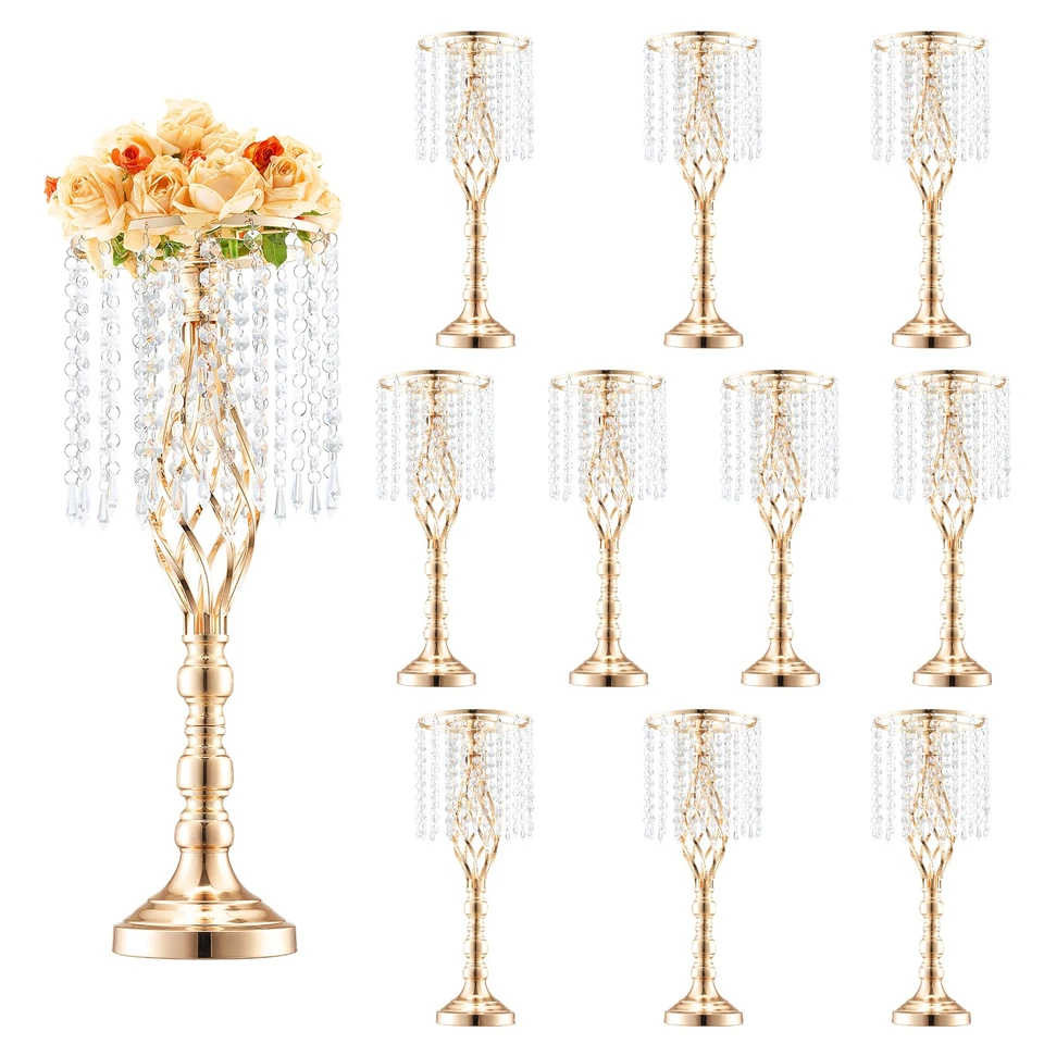 VEVOR Vase de mariage supports de fleurs en cristal pour décoration 55 cm 10 PCS - Photo 1/4
