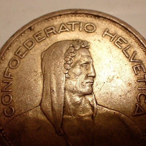 1954 5 Francs Switzerland Coin 835 Silver - Swiss Francs - Picture 3 of 6