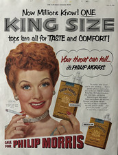 1953 Philip Morris Cigarettes Taste Comfort Lucille Ball King Size VTG Print Ad