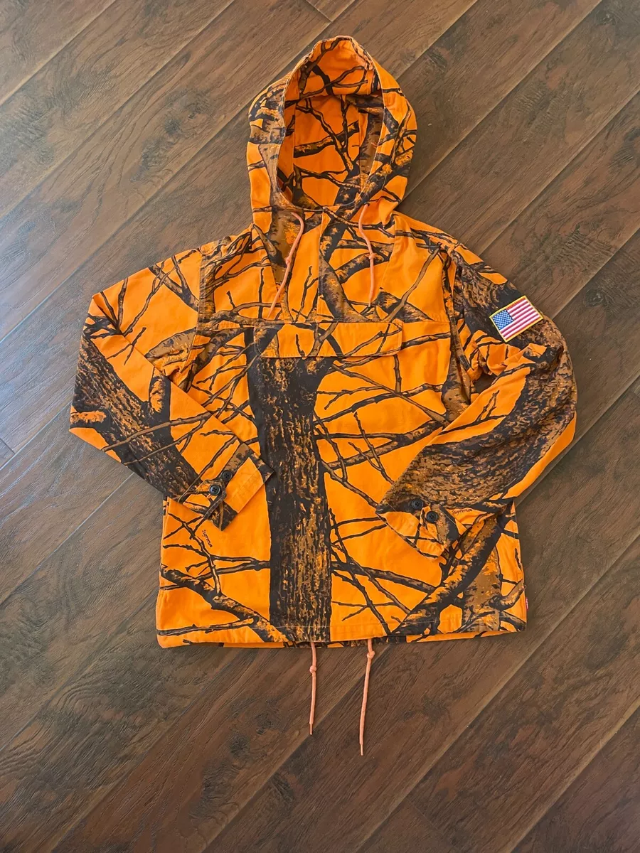 Supreme Field Pullover Jacket Anorak Parka Tree Camo Orange Medium Box Logo  Coat