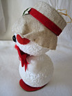 Vintage 1950's Era SNOWMAN with RED BOW & Tan Hat Christmas Ornament Figurine — photo 3