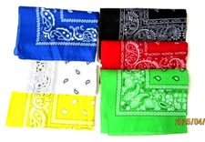 100% Cotton Blend Paisley 6Count Bandannas Head Wraps Scarf Wristbands Combo-New