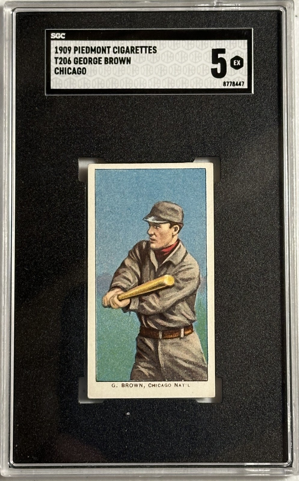 1909-11 T206 Piedmont 150, 25 - George BROWN - SGC 5+++ Chicago Cubs
