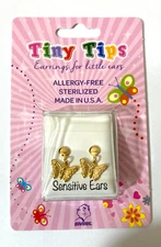 Studex Tiny Tips Earrings For Little Ears TT-6016 Gold Platted Drop Butterfly