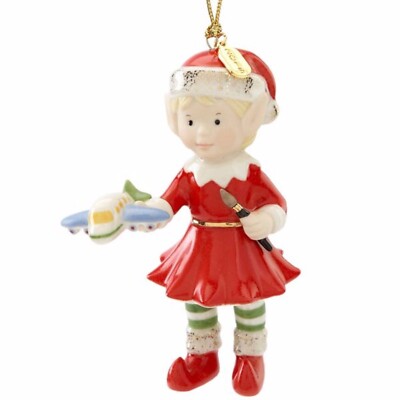 Lenox Edwina The Elf Figurine Ornament Annual Toy Airplane 2015 Christmas NEW