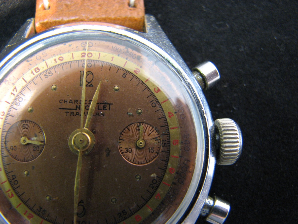 Montre Homme Charles Nicolet Tramelan - Chronographe Cadran Bronze - Occasion