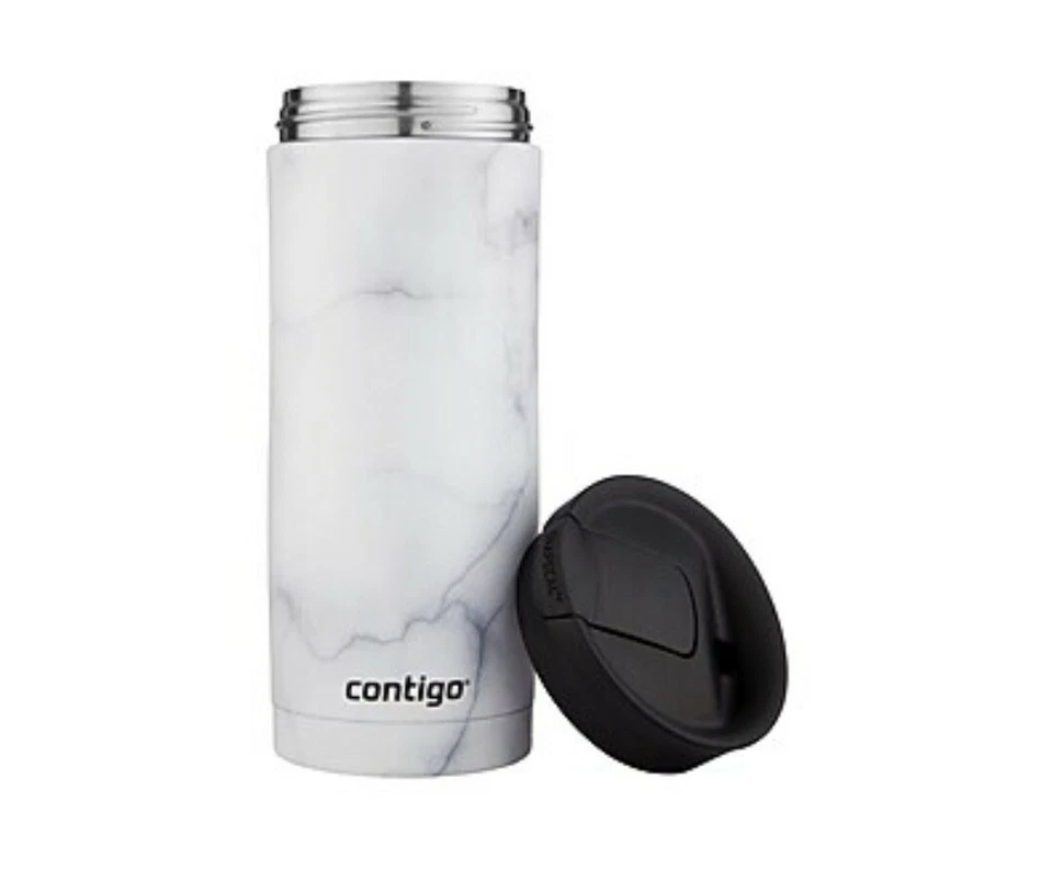 Taza de viaje Contigo Couture SnapSeal aislada de acero inoxidable, 16 oz mármol blanco Foto 3 de 4