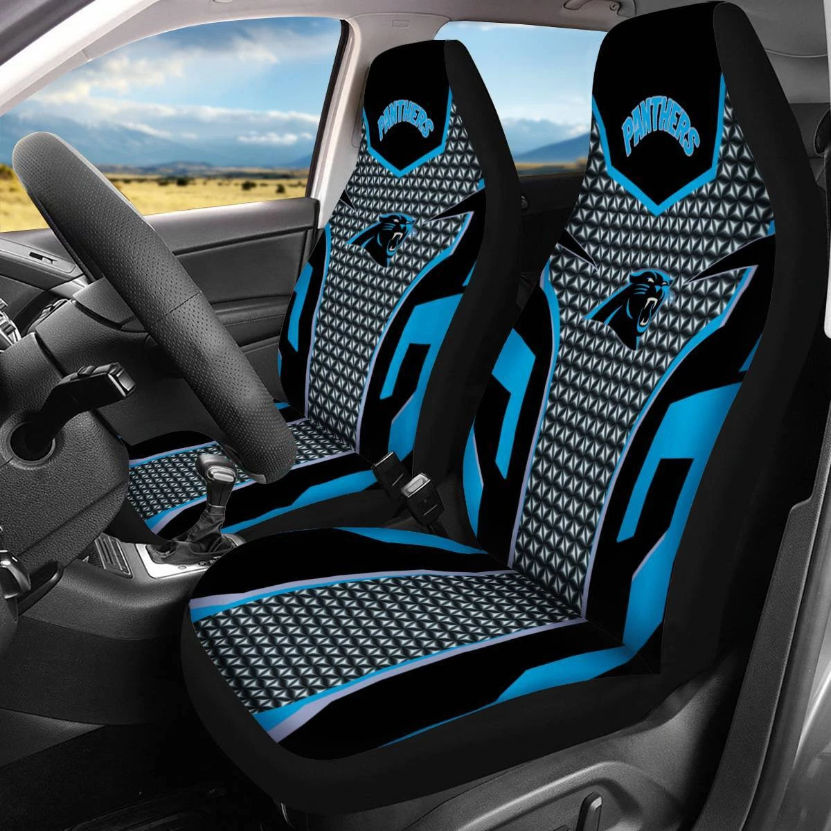 Car Seat Cover Seat Protector 2Pc for Carolina Panthers