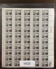 1433 Mint Sheet, 8 Cent John Sloan “ The Wake Of The Ferry” Painting, MNH Stamps