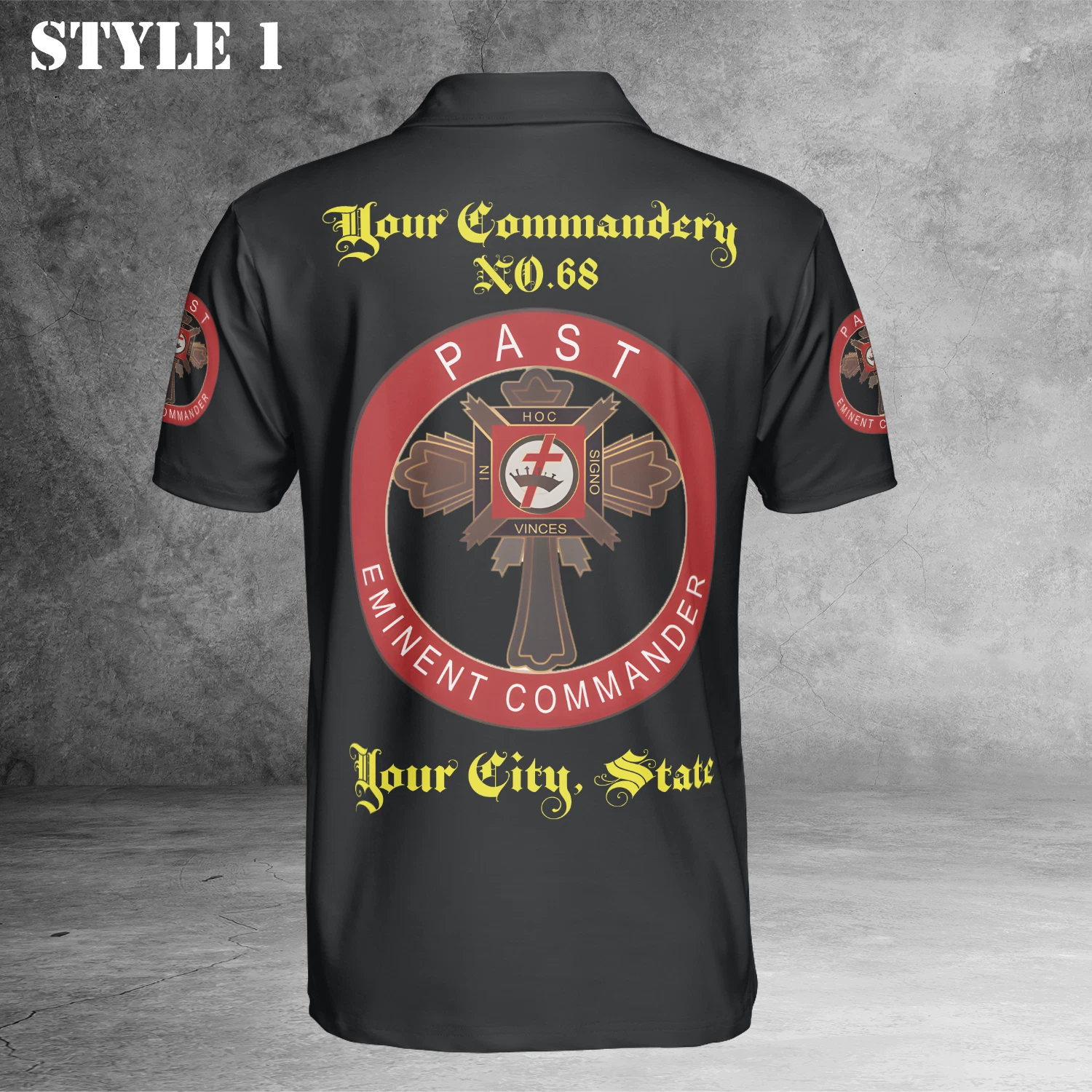 Customize Name Masonic Knights Templar Past Eminent Commander 3D Polo Size