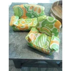 Vtg Barbie Blow Up Chair Couch Doll Furniture Orange Green