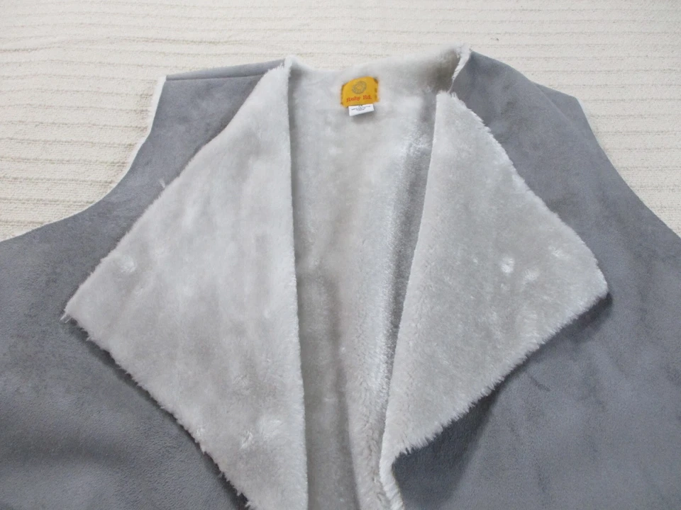 Ruby Rd Womens Vest Medium Gray Sleeveless Open Wrap Faux Suede Polyester Soft - Image 2 of 4