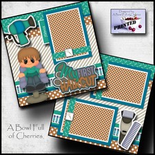 MY FIRST HAIRCUT  BOY  printed 2 premade scrapbook pages paper LAYOUT CHERRY