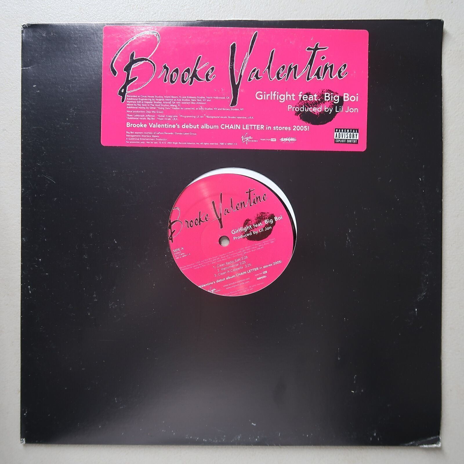 Brooke Valentine Girlfight ft Big Boi 12" Single Virgin VG 58