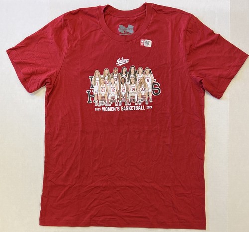 IU INDIANA HOOSIERS Women’s 2023-2024 Team Roster Basketball T Shirt Size L NWT