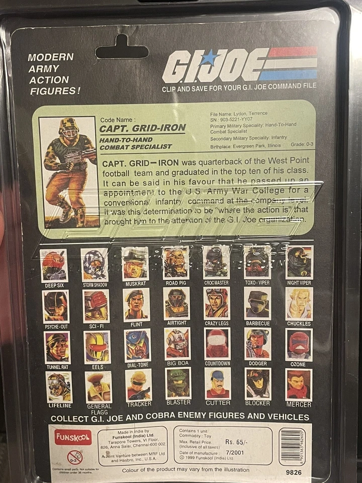 GI Joe Funskool Capt. Grid-Iron, exclusivo extranjero de la India, héroes internacionales Foto 2 de 2