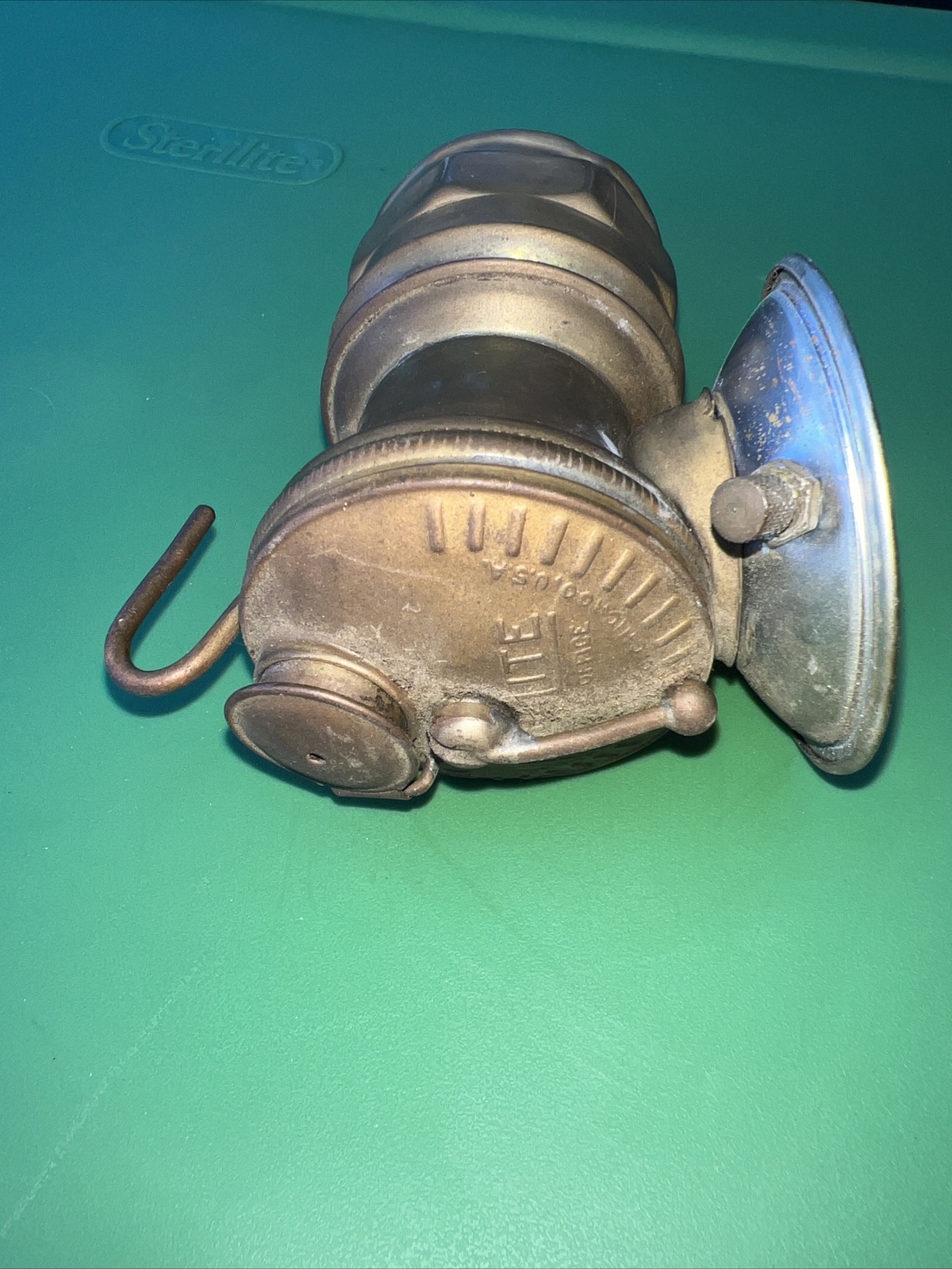 VTG AutoLite Universal Lamp Co. Coal Miner Brass Carbide Headlamp **As