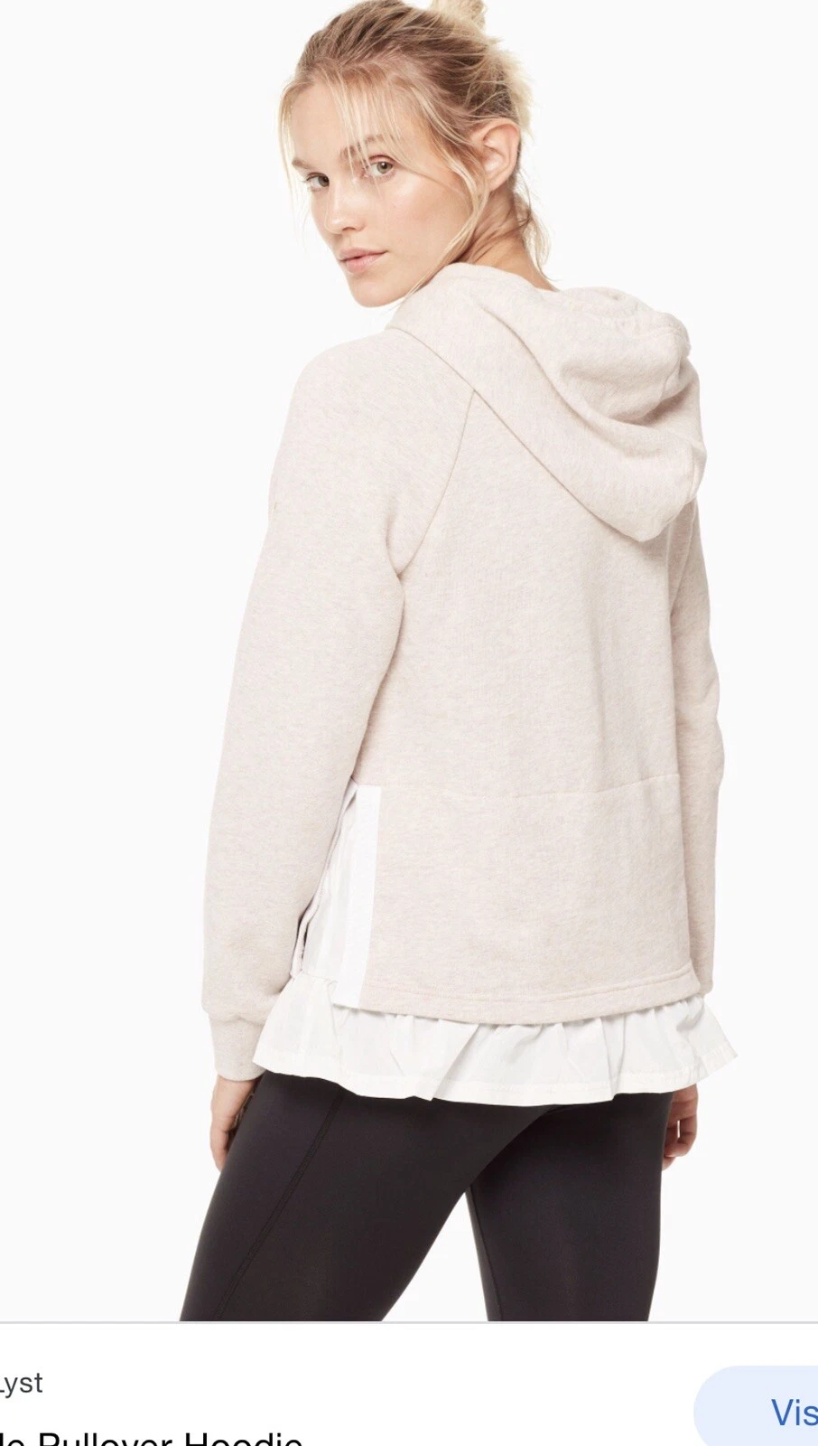 Kate Spade Ruffle Pullover Felpa con Cappuccio 2 Strati Felpa Avena Melange L $118