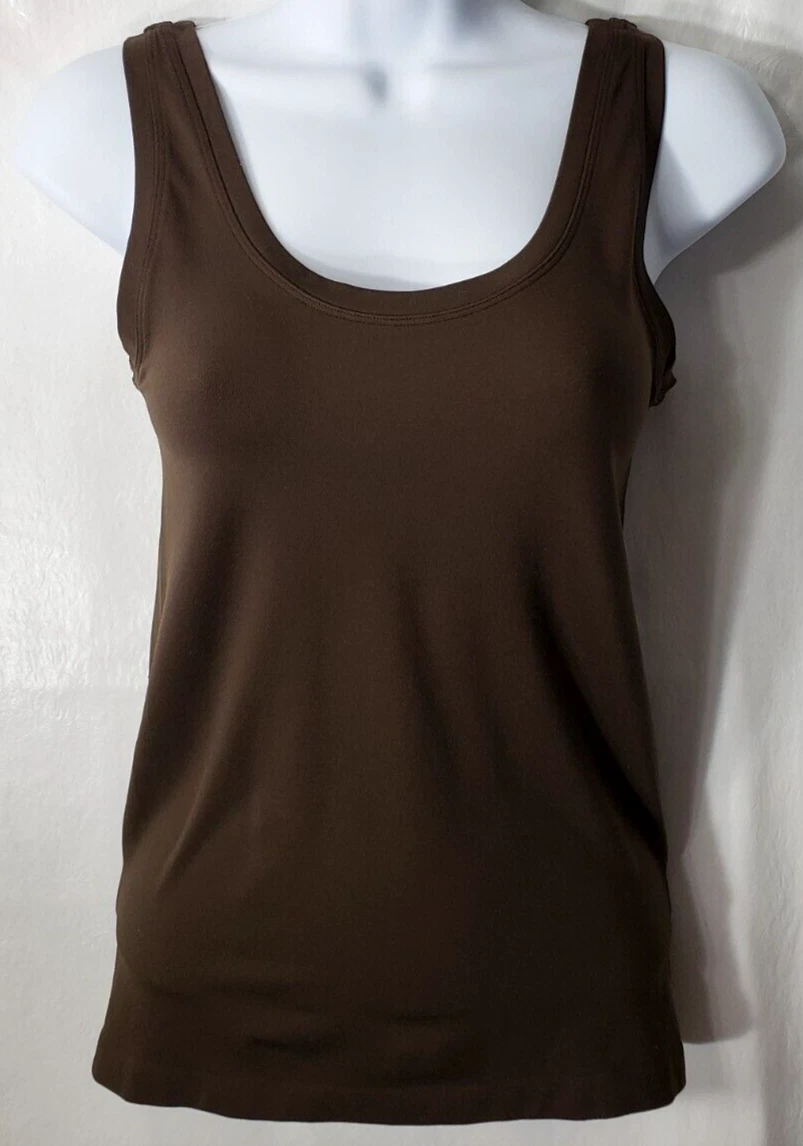 Hanro Touch Feeling Cami Shell XL Tank Top Chocolate Brown Stretch