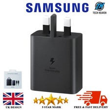 Genuine Samsung 45W Fast Wall UK  Charger Black include 1.2M Type C Cable & Box