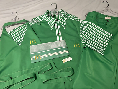 McDonald's 1970s Men's Green Uniform 5 piece Set VERY, RARE GREAT