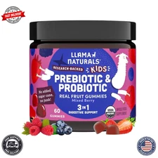Llama Naturals Kids Probiotic with Prebiotic Fiber, Vegan - Mixed Berry, 60 Ct