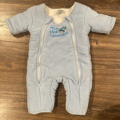 Baby Merlin's Magic Sleepsuit 3-6 Months Small Blue Fleece