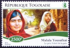 Togo 2014 MNH, Malala Yousafzai, Pakistan activist Nobel peace in 2014 