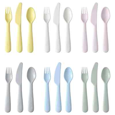 IKEA kids spoon knife fork 18 piece set plastic toddler utensils BPA-free pastel
