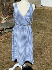 NWT Ali & Jay BH Strolling Faux Wrap Midi Gingham Dress B1 NO SASH $128 L