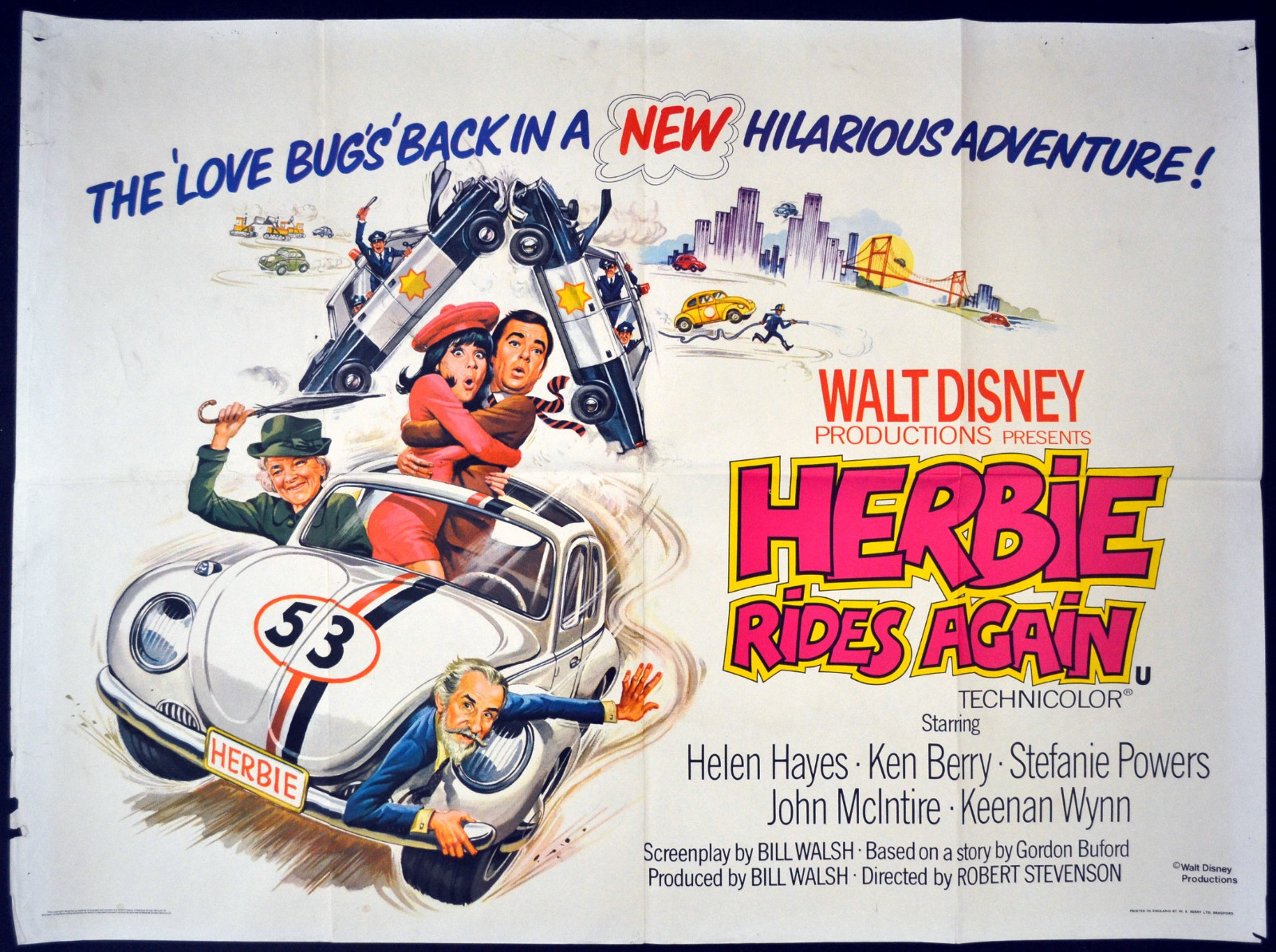 Image 1 - HERBIE RIDES AGAIN 1974 Helen Hayes, Ken Berry, Stefanie Powers UK QUAD POSTER