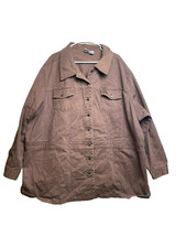 Roaman’s Jacket Womens 34w Brown Button Up Chore Coat Barn Canvas Plus Ladies