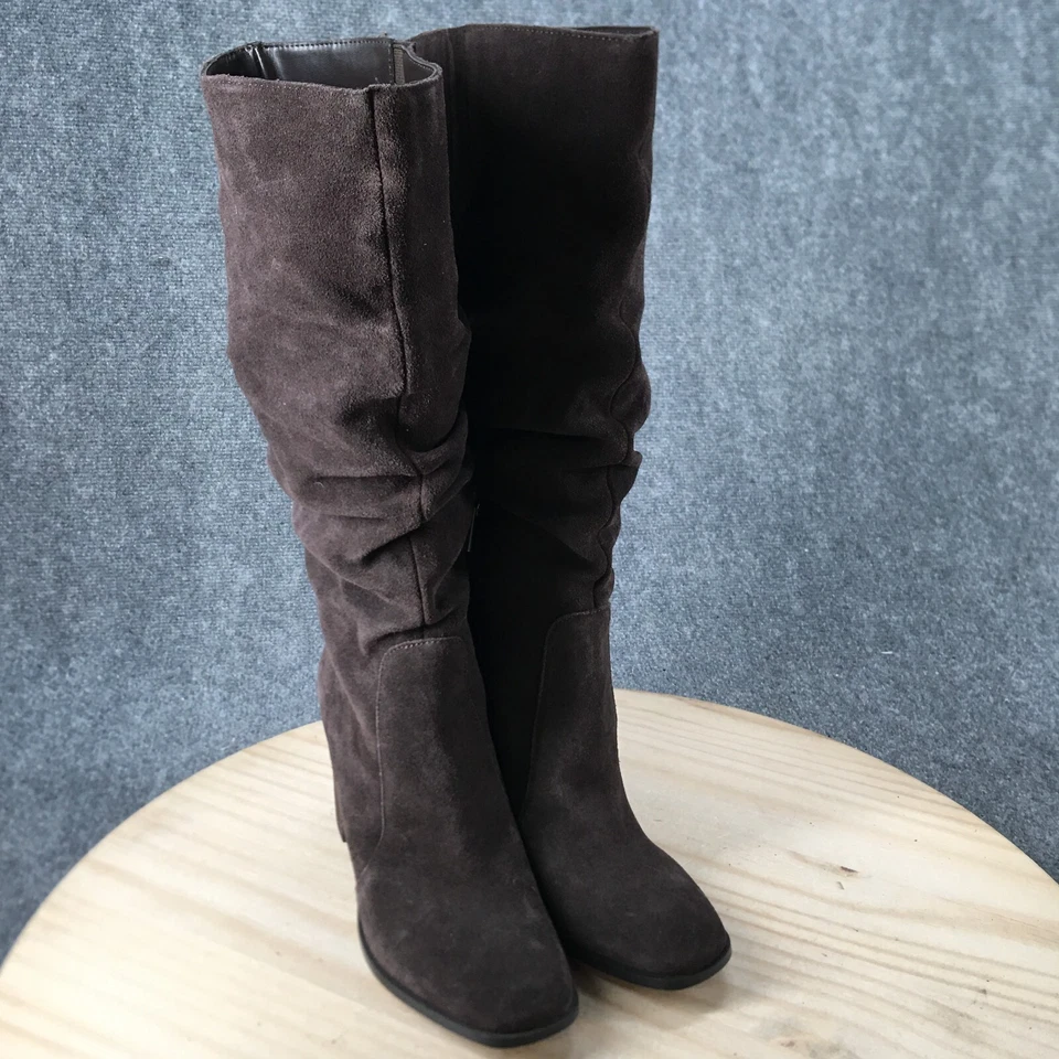 Espléndidas Botas Mujer 9.5 M Gloria Sobre La Rodilla Altas Montar Cuero Marrón Cremallera Foto 3 de 4