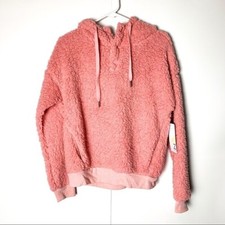 NWT Z by Zella pink fleece pullover hoodie 1/4 snap Womens Small
