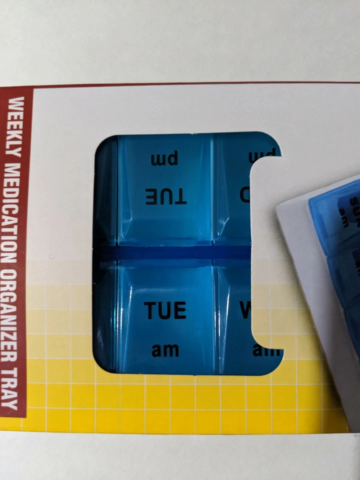 Синий органайзер для таблеток Assured 7 дней ам/мин еженедельный футляр для лекарств - Изображение 2 из 4