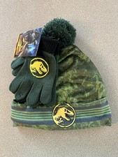 Jurassic World Dominion Hat Beanie Glove Set Green
