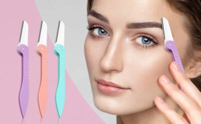 3PCS Women Eyebrow Razor Trimmer Blade Shaper Face Lip Cheek Shaver Hair Remover