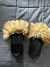 Fluffy Faux Fur Slides Women