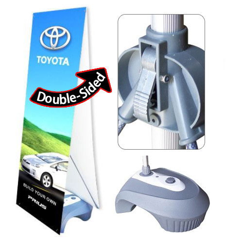 Double Sided Outdoor Adjustable X Banner Stand Water Base Trade Show Display - Picture 1 of 3